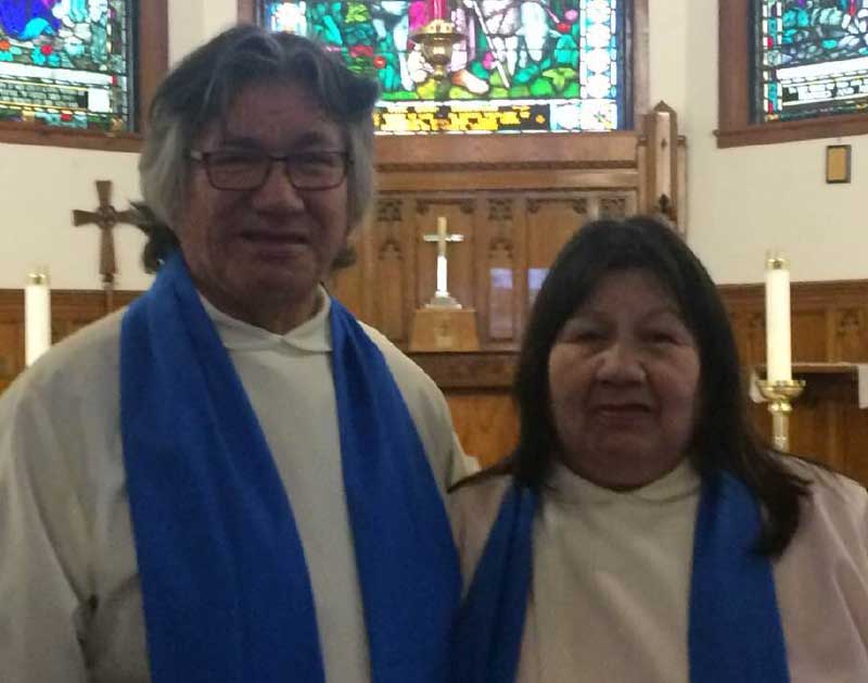 Graduates of the Moosonee School for Ministry Chief Leo Friday and Peggy Friday